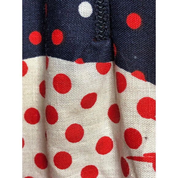 1960s-1970s Red, White, & Blue Polka Dot W/BOW RIBBON Trompe Loeil Print Dress S - Picture 7 of 10